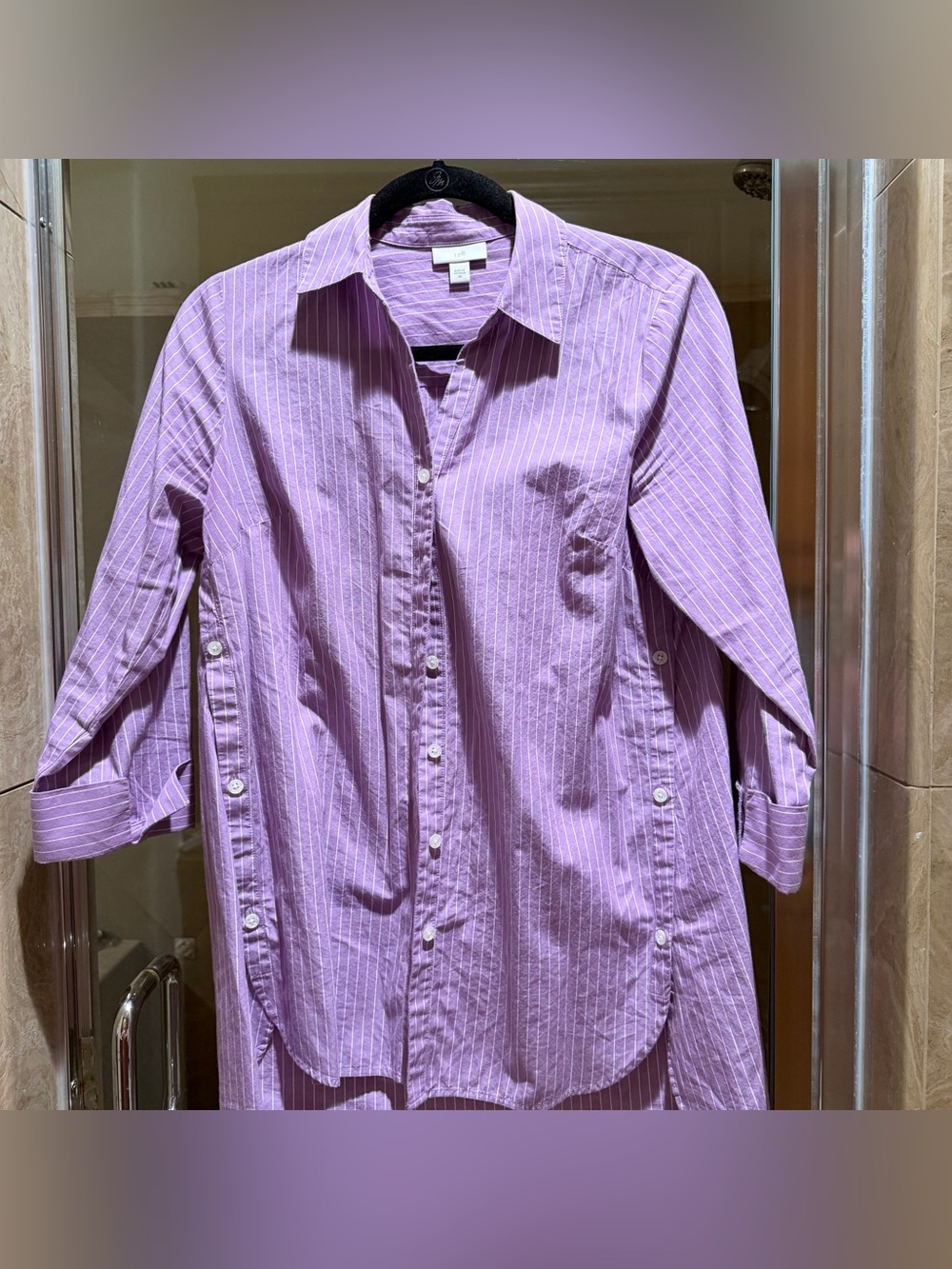 J. Jill Lavender Pinstripe Button-Down Shirt